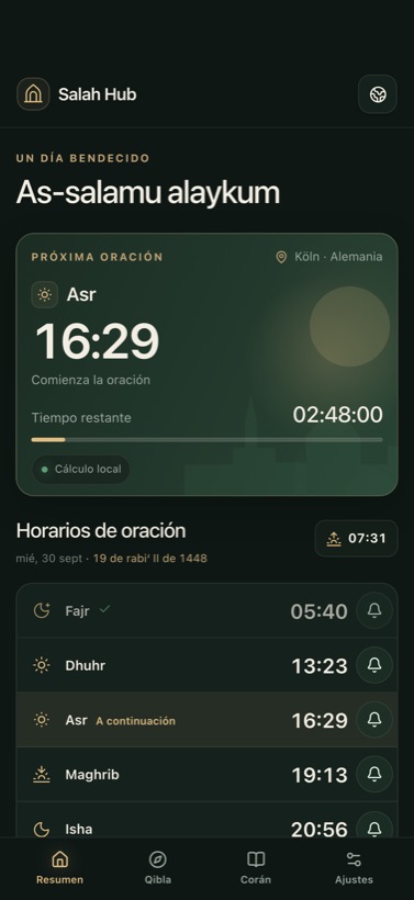Horarios calculados
