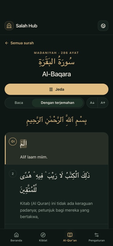 Tilawah dengan sorotan per kata